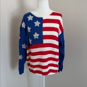 NWOT Patriotic American Flag Sweater size small